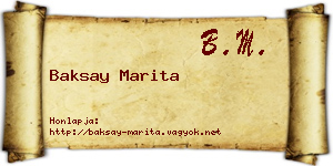 Baksay Marita névjegykártya